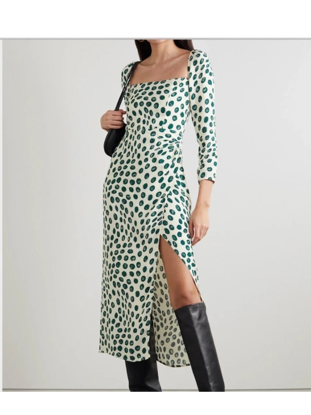 Reformation Zelda Midi Dress with Green Spot Print